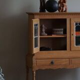 20th-century solid oak display cabinet with a glass front, by a Danish cabinetmaker.