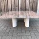 Italian modernist red travertine and metal square coffee table 1970s