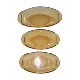 Set of 3 ramekins in amber glass vereco