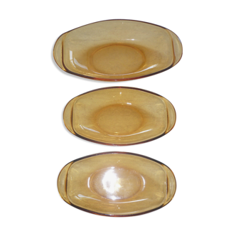 Set of 3 ramekins in amber glass vereco
