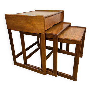 Tables gigognes en teck G Plan vintage | Années 1960 | Détail de tiroir rare | Britannique M
