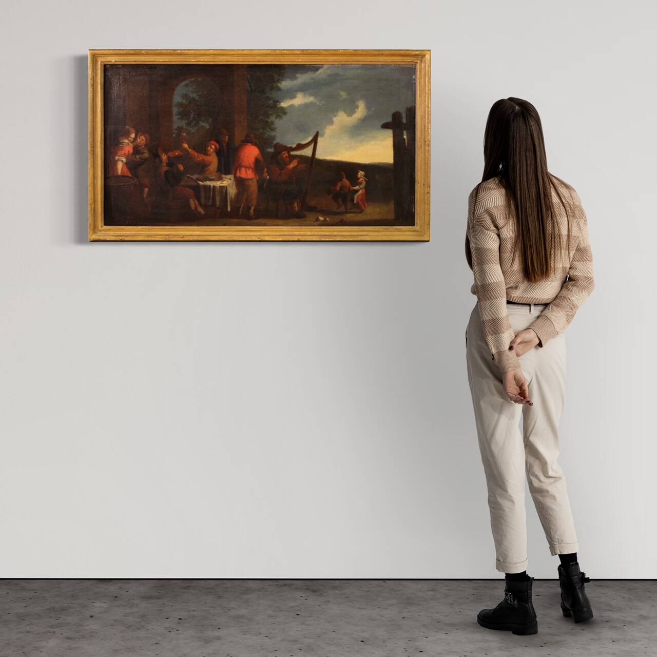 Italian painting Bamboccianti genre scene