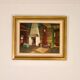 Huile sur toile suédoise originale du milieu du siècle – cheminée de cuisine