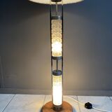 Glass base floor lamp with silk shade by Richard Essig for Besigheim 1970s