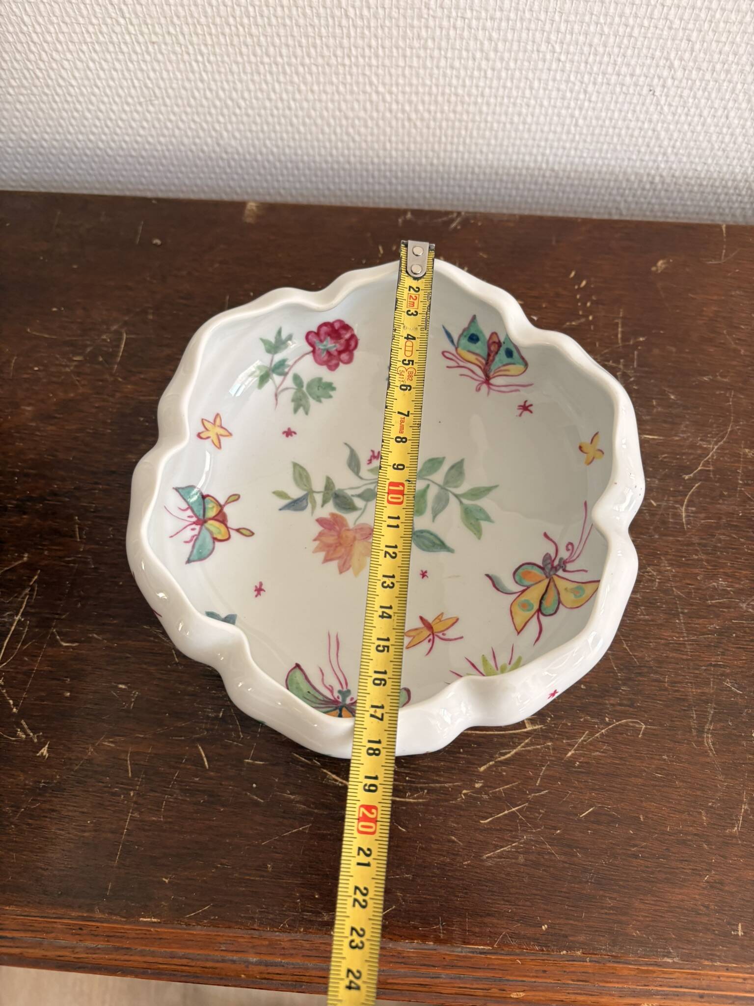 Old Tripod Pocket Bowl Limoges Floral Butterfly Decor Porcelain