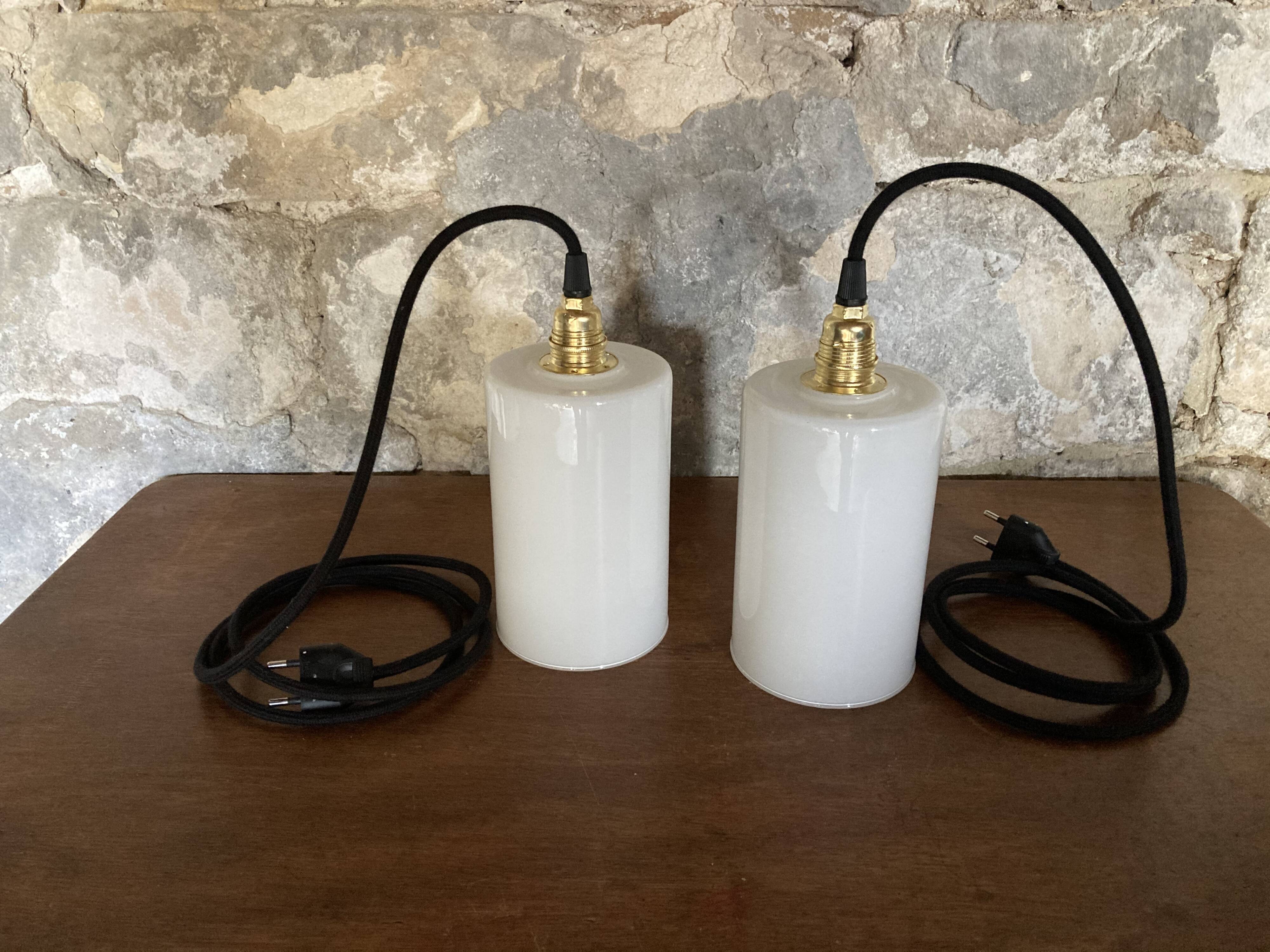 Pair of opaline lamps