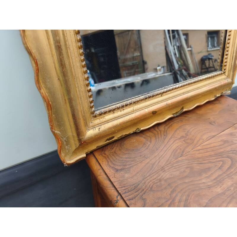 Miroir de cheminée XIXe bois et stuc doré