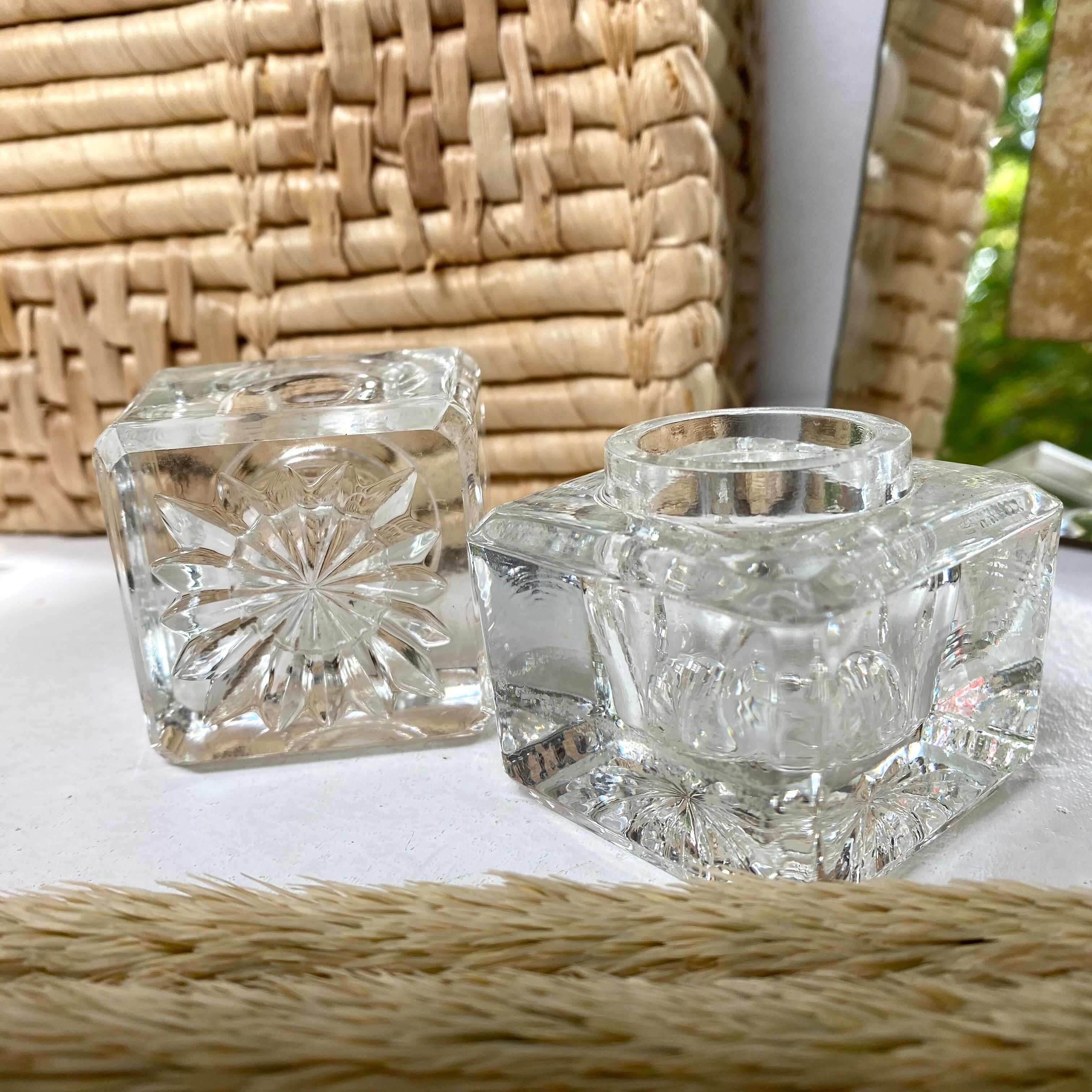 Glass vintage candle holders