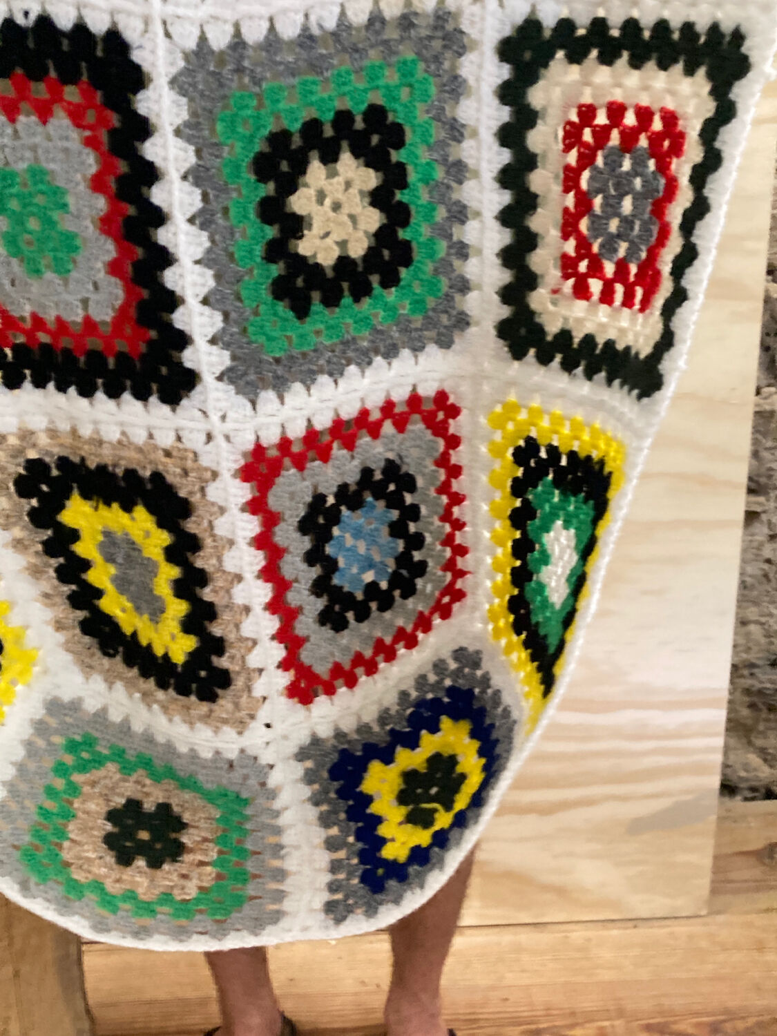 Plaid patchwork chair armchair flower wool vintage