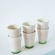 Set of 6 pink and green slip glasses Digoin Sarreguemines, 1970