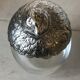 Quail-shaped table mustard silver metal and glass