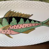 Large Gien fish dish, Halong Bay model