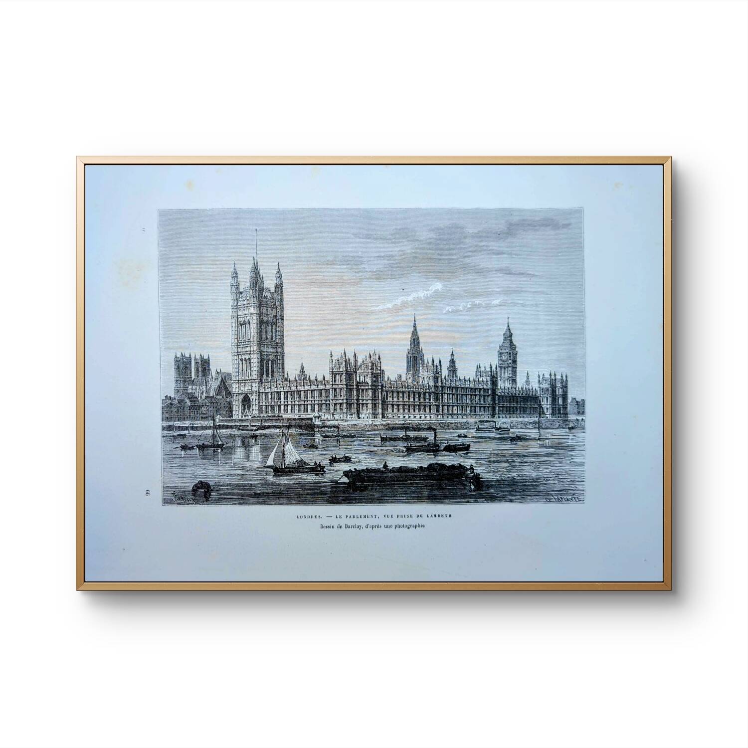 Londres, le parlement, illustration imprimée en 1879.