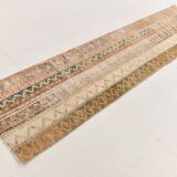 2x9 Vintage Brown & Cream Turkish Runner Rug, 60x263Cm
