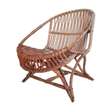 Vintage rattan armchair original shell shape