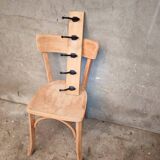 Wooden coat rack with 5 metal hooks