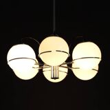 1970s Targetti Sankey Italian Chrome and Opaline Glass Chandelier