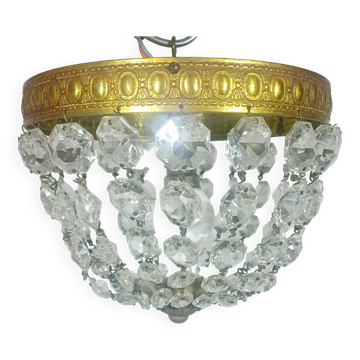 1-light bronze and crystal ceiling light