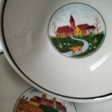 Set of 5 Italian ceramic dishes with country decor