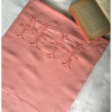 Ancient cloth in pure coral-tinted washed linen