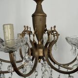 Brass chandelier with crystal drops