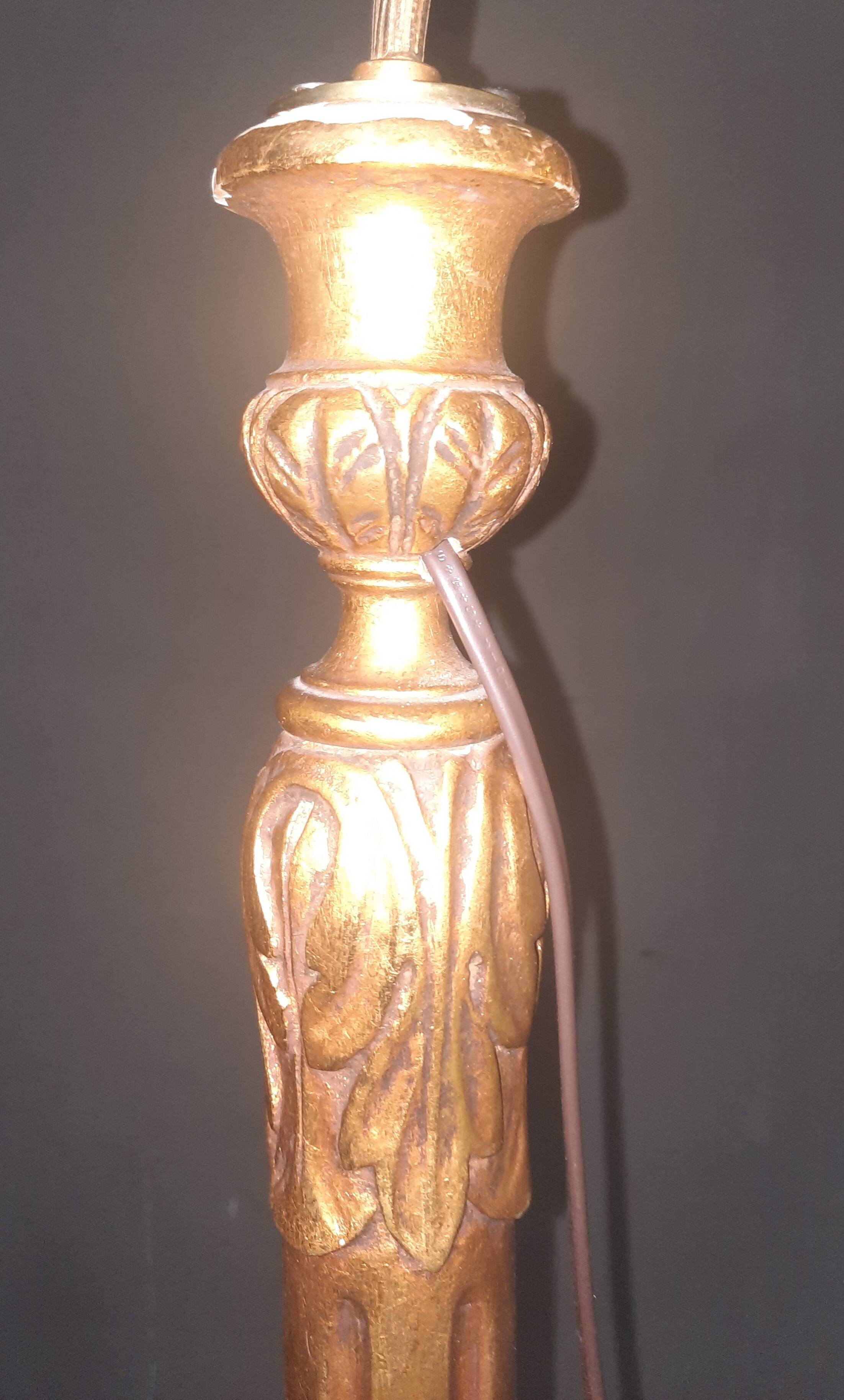 Louis XVI style gilded wooden floor lamp
