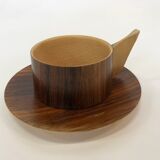 Vintage wooden cups and saucers in teak