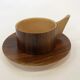 Vintage wooden cups and saucers in teak