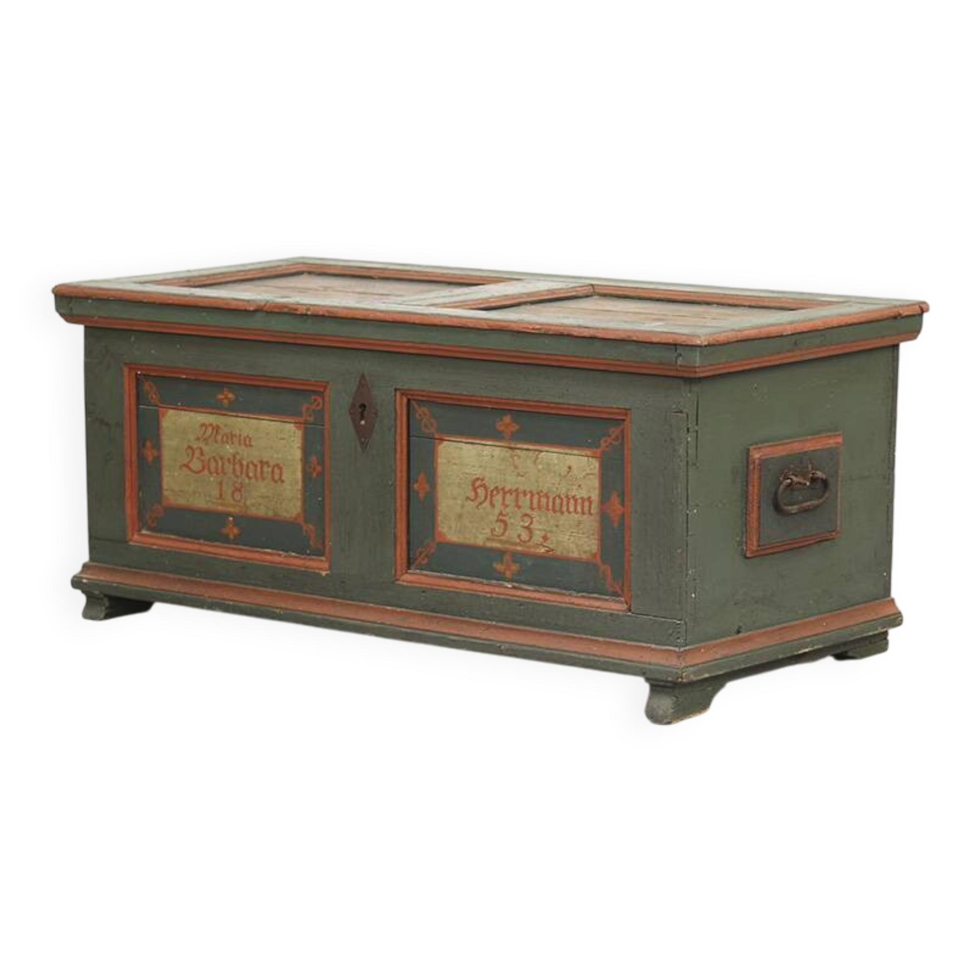 Antique Folk Art Painted bridal chest 1853