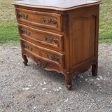 Commode 3 tiroirs noyer et laiton
