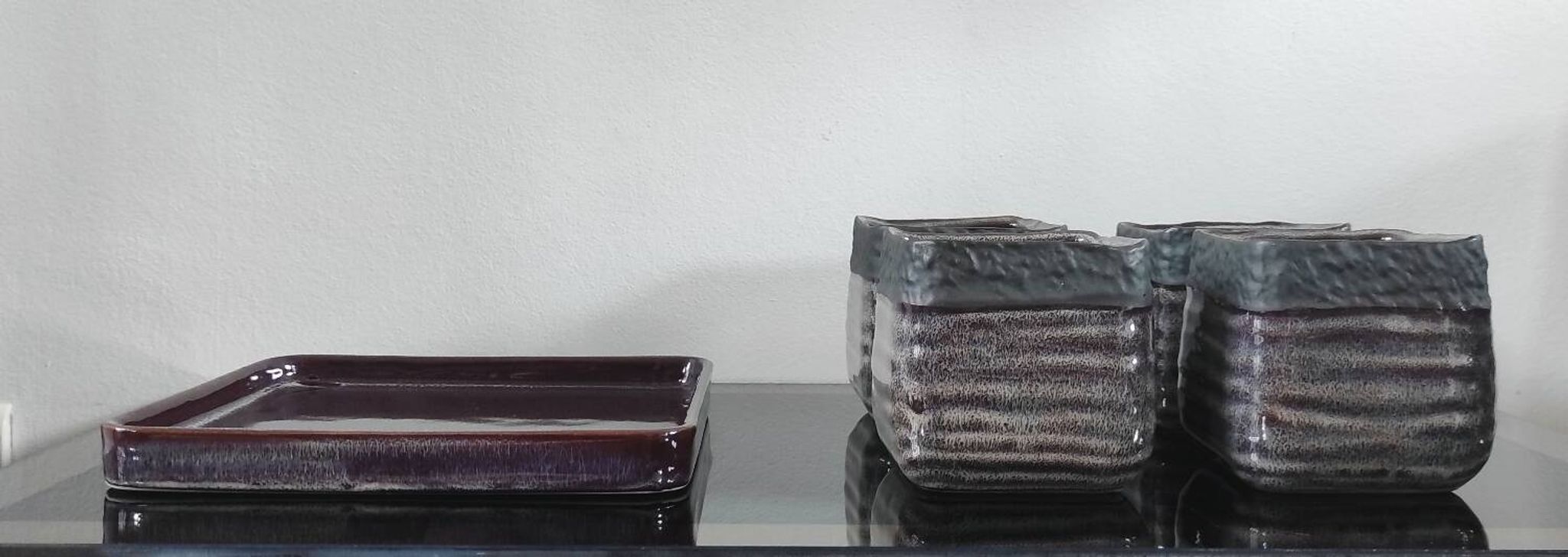 Vintage Set in Glazed Ceramic – 4 Bowls & Tray – Style