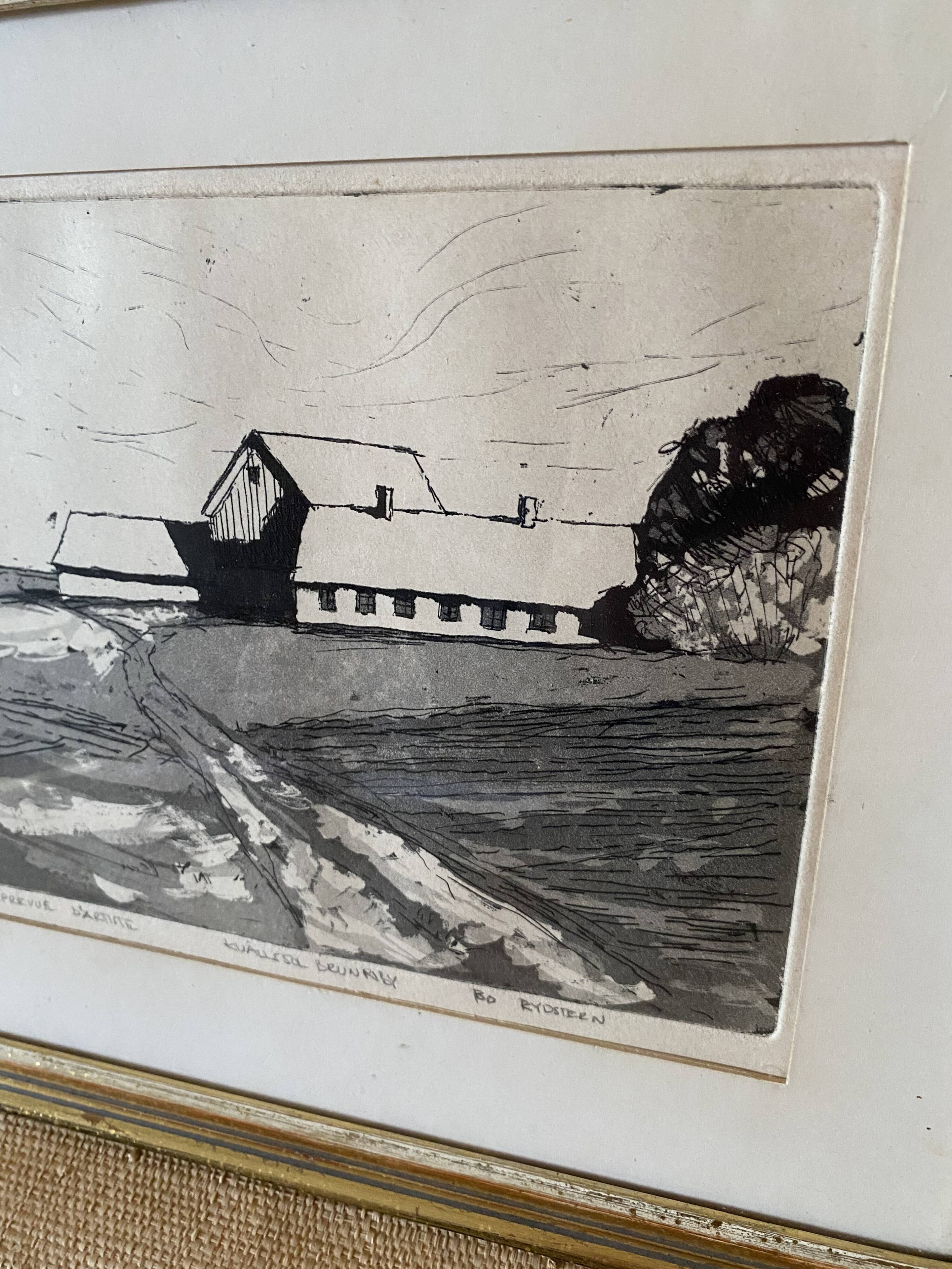 Engraving by Bo Rydstern, 1980s, under glass