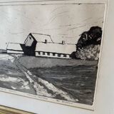 Engraving by Bo Rydstern, 1980s, under glass