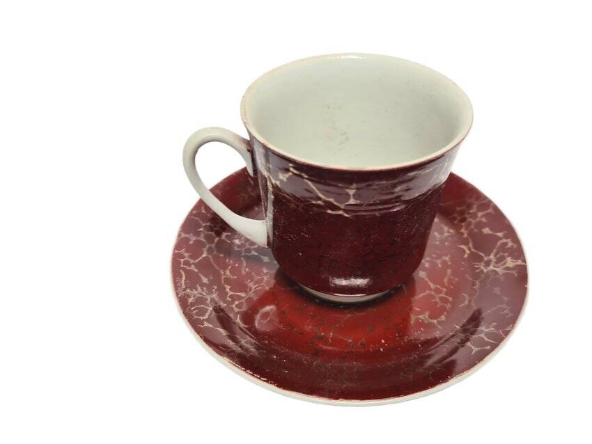 Vintage Polish cup and saucer from Wałbrzych Pottery, 1970s, set of 2
