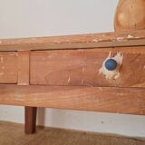 Old low farmhouse table - 2 drawers