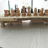 Olive wood chess games rustic finish handmade chessboard with drawer gift idea