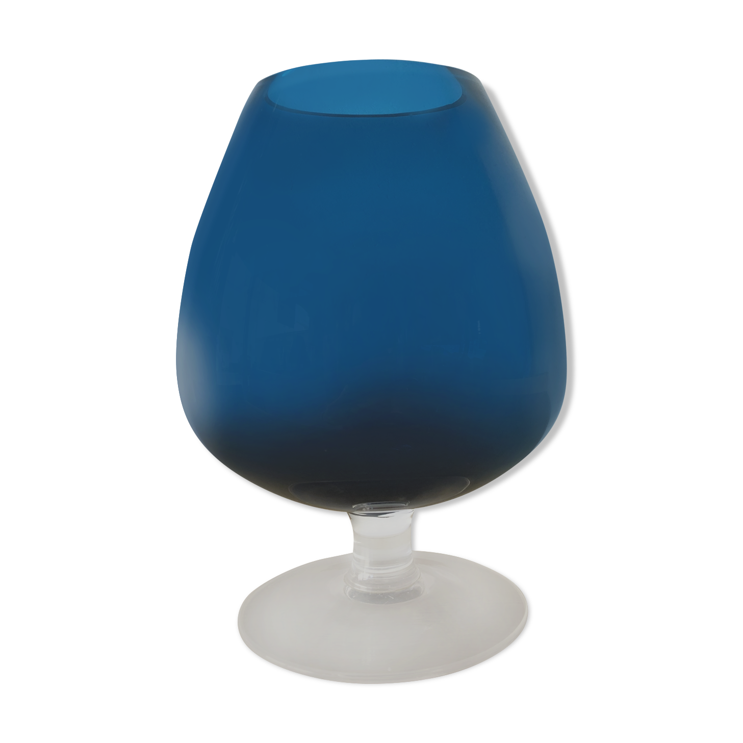 Vase en verre bleu paon Selency