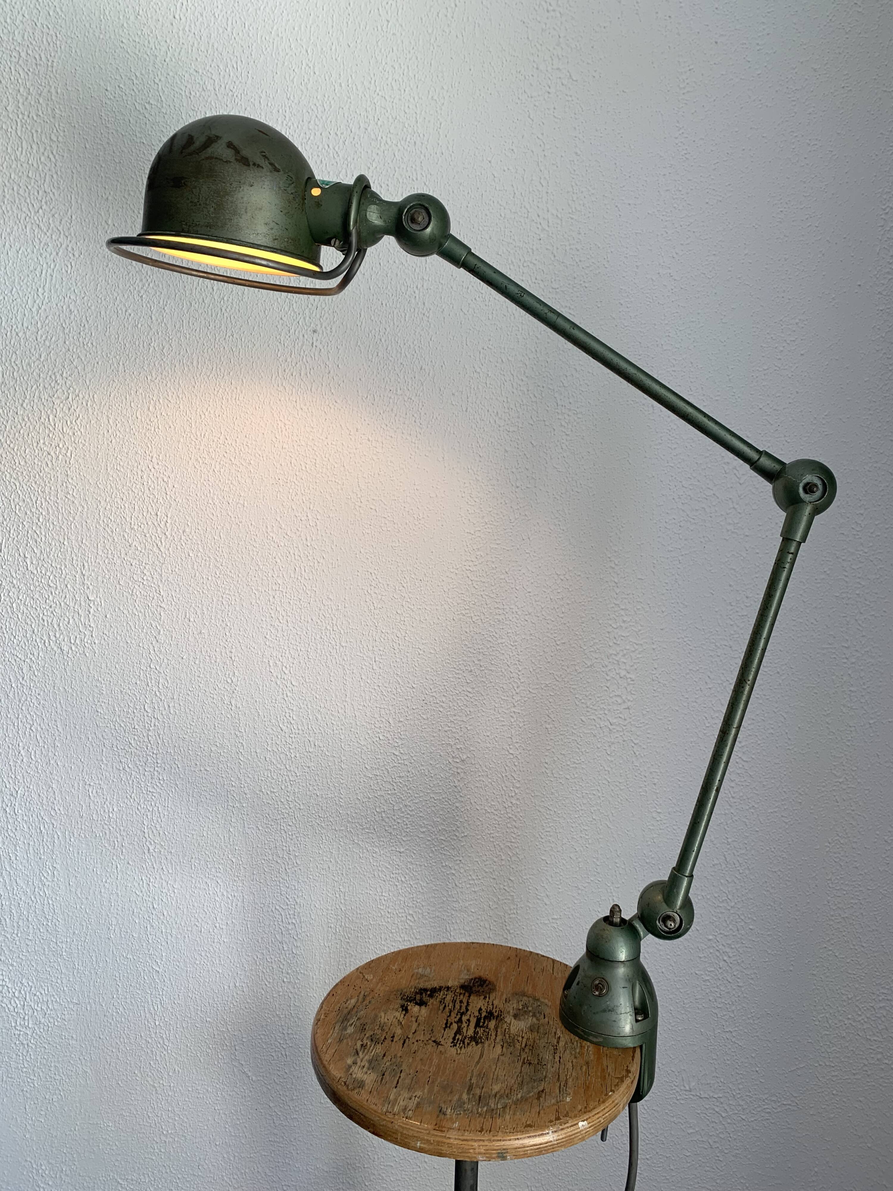 Vintage 1960s Jielde 2-arm green industrial lamp - 100 cm