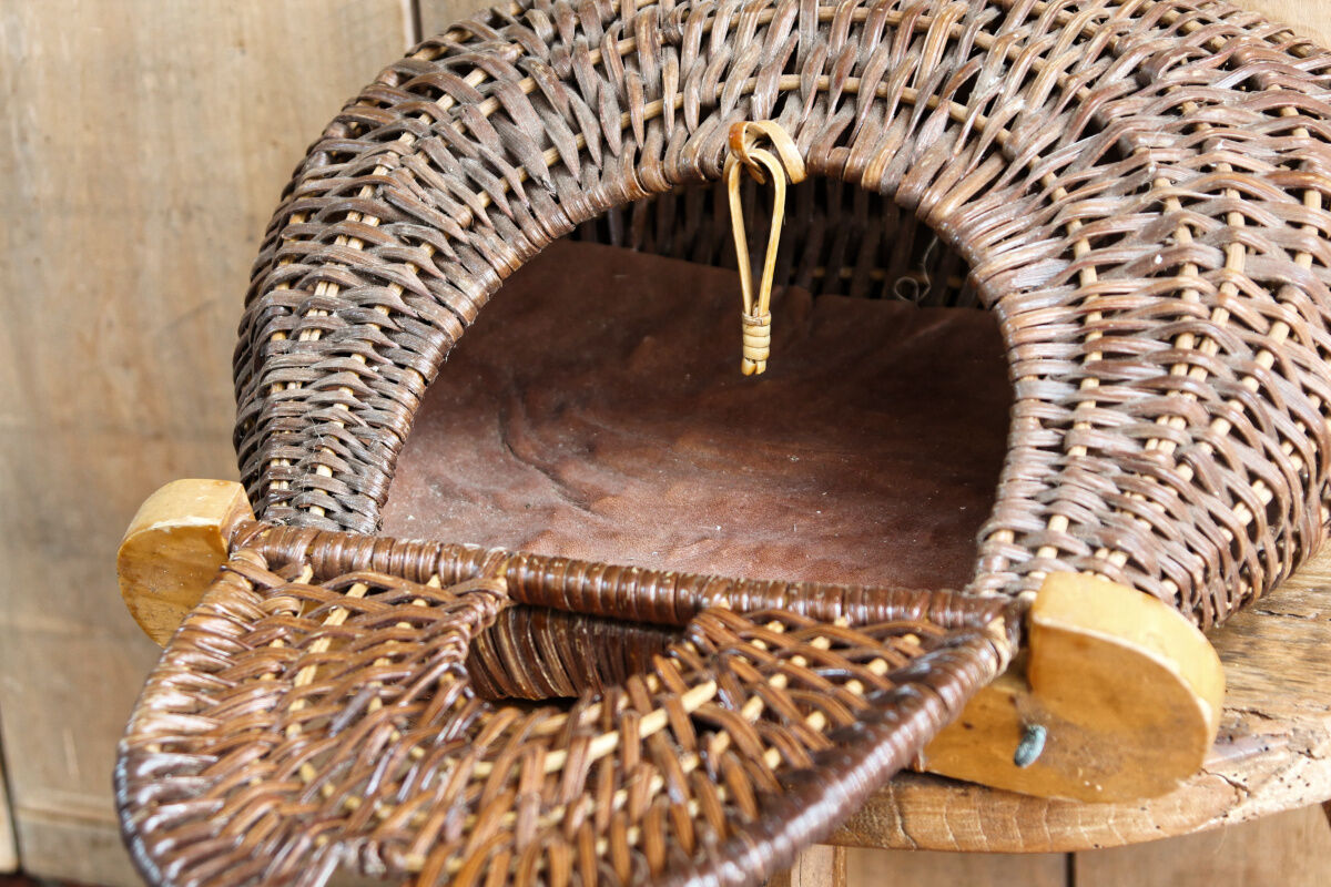 Rattan braided fishing basket