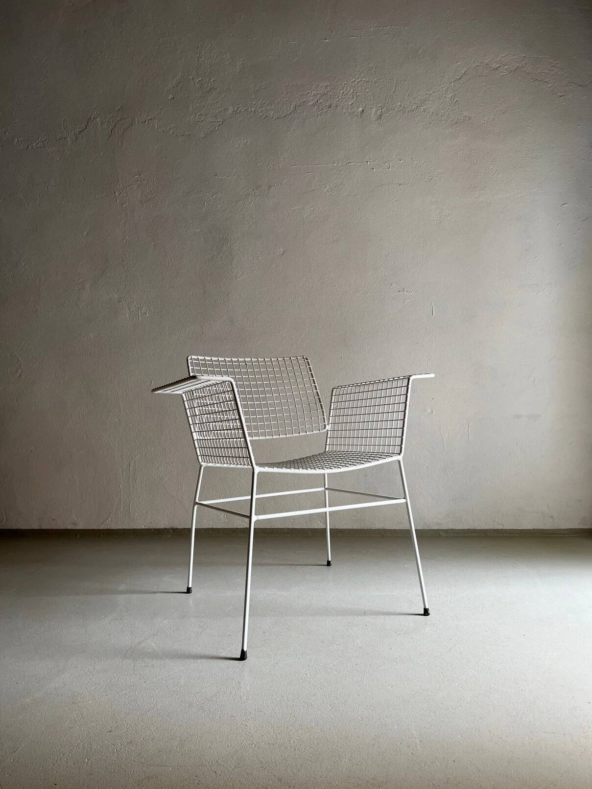 White metal wire chair from Erlau | Germany | 1960s