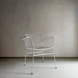 Chaise en fil métallique blanc d'Erlau | Allemagne | Années 1960