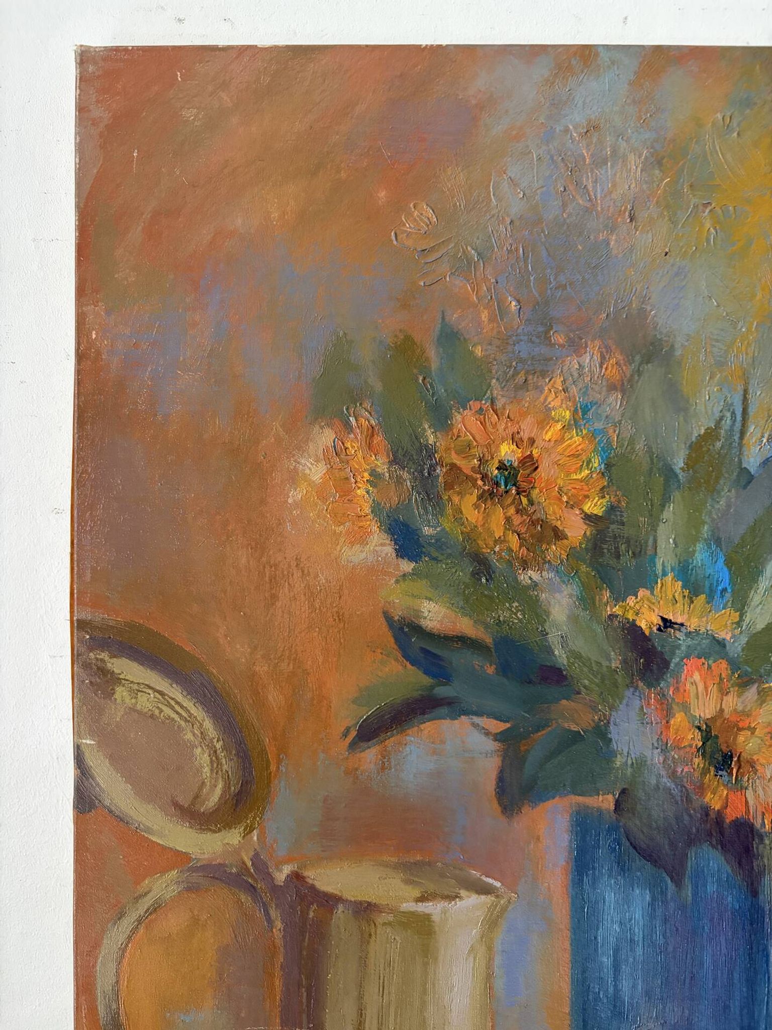 Still life with pears, oil on canvas signed Marina Gawlet.