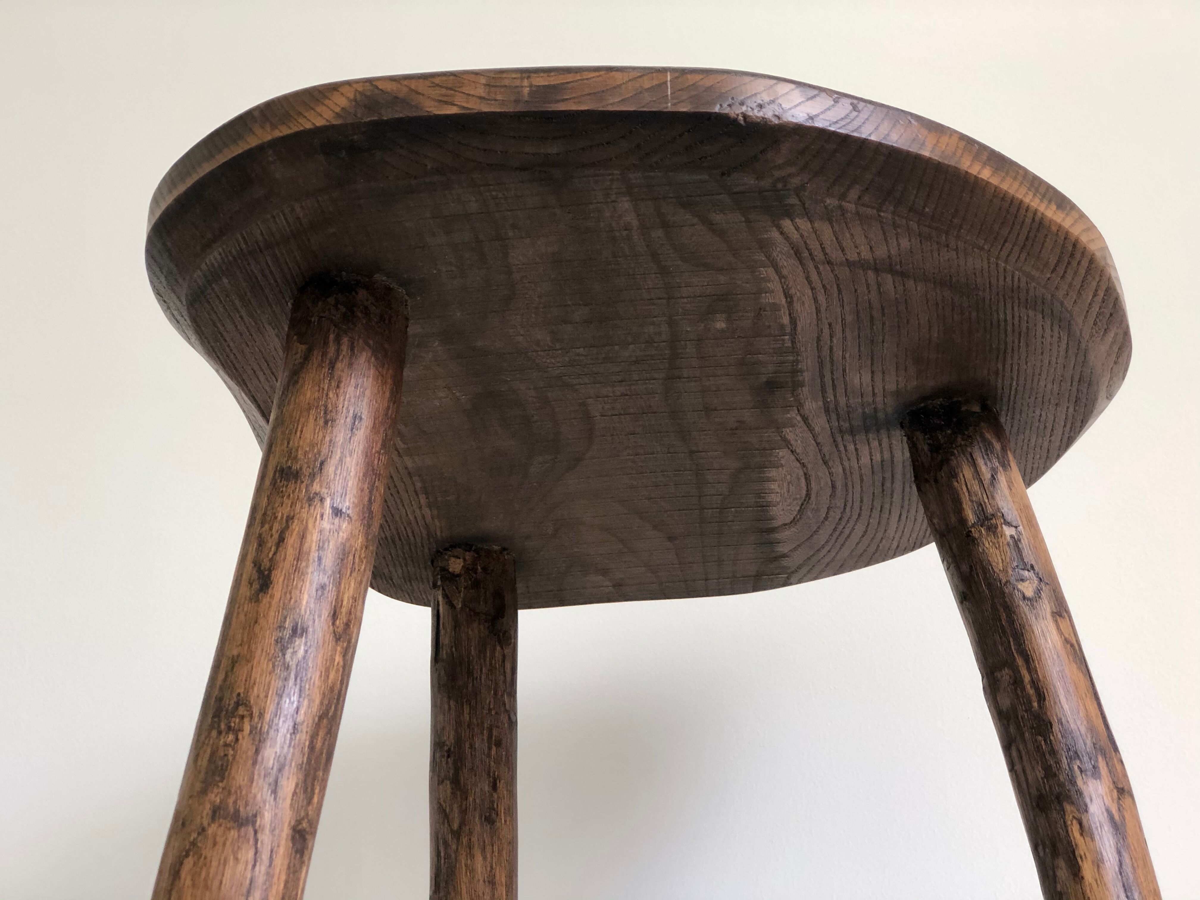 Freeform brutalist tripod stool, 1970