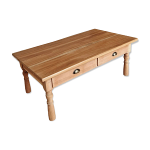 Table basse en merisier massif, rénovée