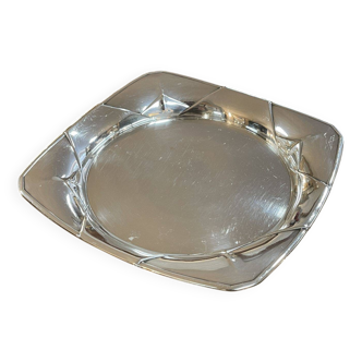 Plateau en métal argenté CHRISTOFLE - 23x23cm
