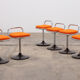 6 Italian low bar stools with orange seat 1970 Joe Colombo style