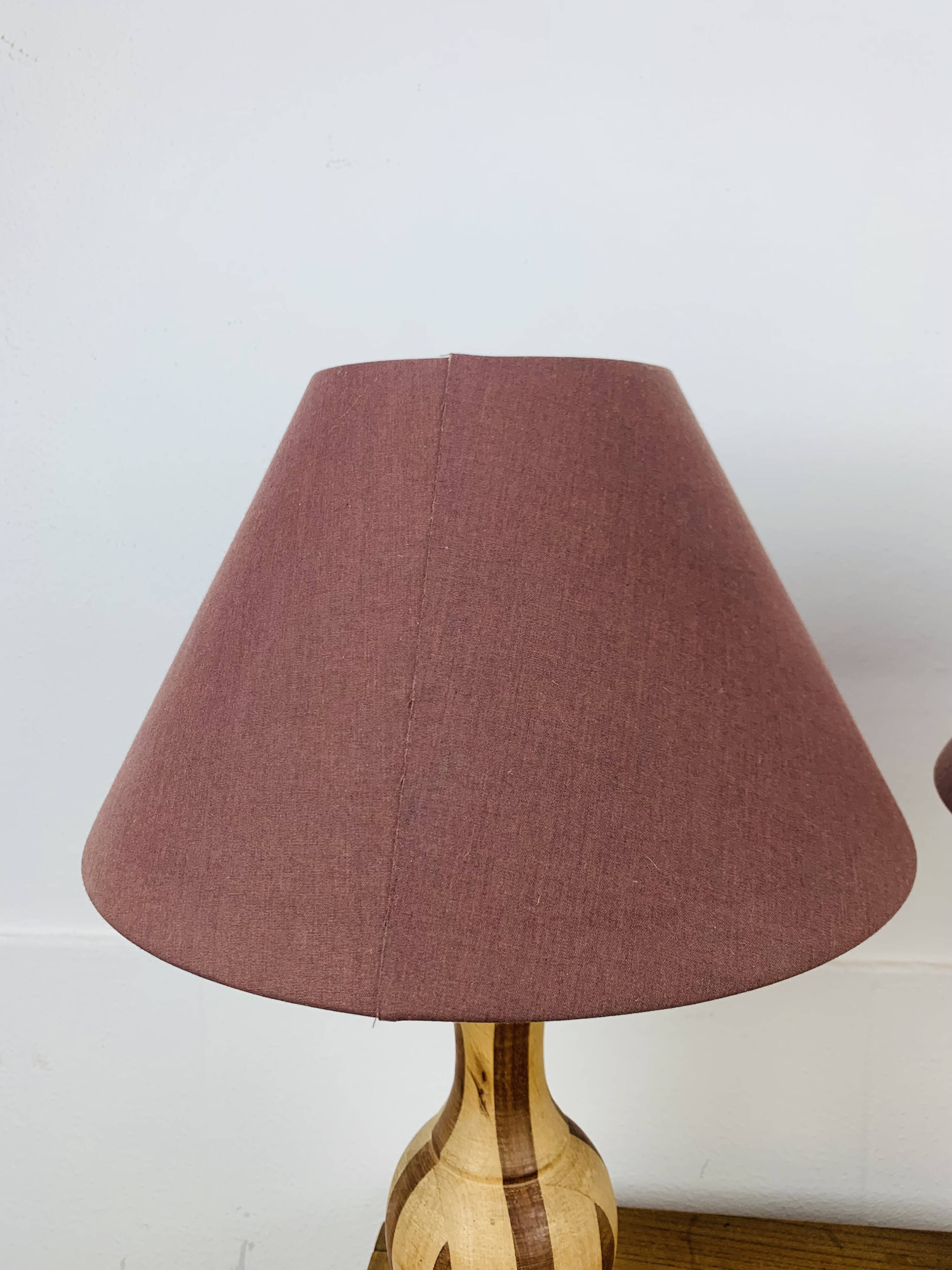 Pair of vintage turned wood lamps