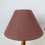 Pair of vintage turned wood lamps