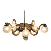 Extraordinary huge brass Art Deco chandelier, 1930s / Cubism