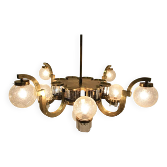Extraordinary huge brass Art Deco chandelier, 1930s / Cubism